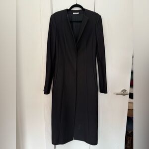 PROTAGONIST Wool Tailored Long Peacoat in Midnight Navy
